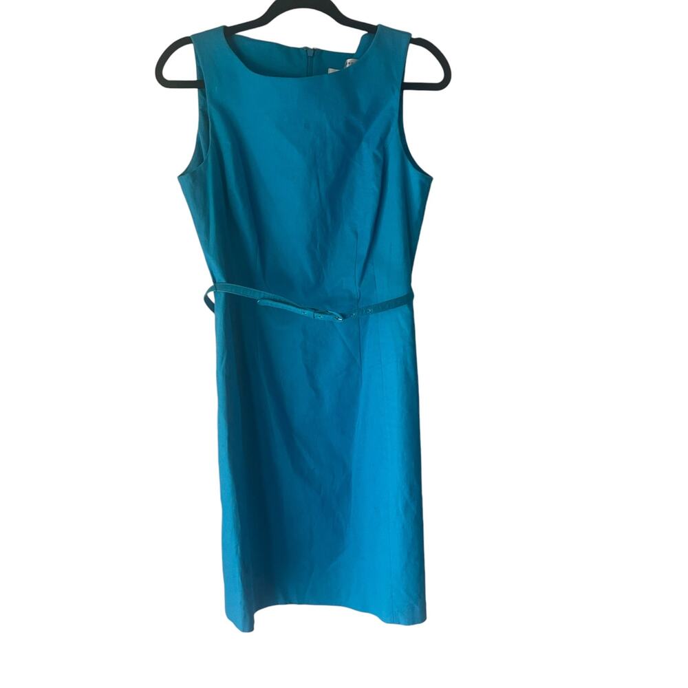 Peter Nygard Women's‎ Size 8 Blue Sheath Blue Belted Career Knee Dress